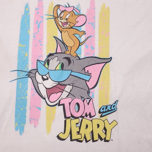 Tom and Jerry Causal Pullover Short Sleeve Graphic T-Shirt Mens Size M White - Picture 4 of 11